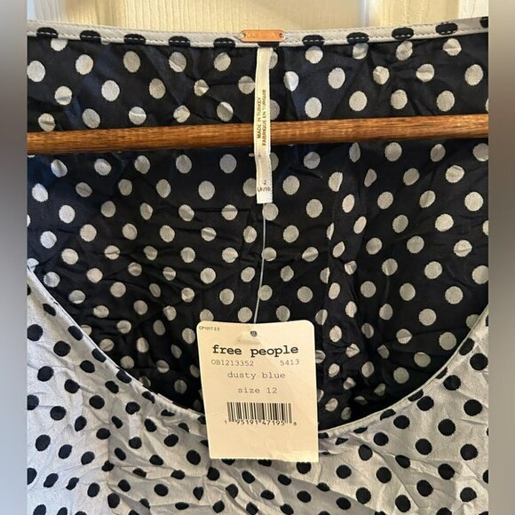 Free People Nwt Puff Sleeve Blouse Color: Dusty Blue Sz 2 - Picture 6 of 6